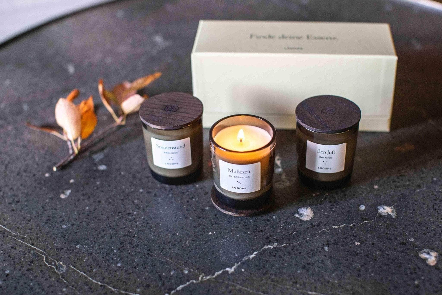 Looops Geschenkbox &quot;Klassiker&quot; – 3er Duftkerzen Set